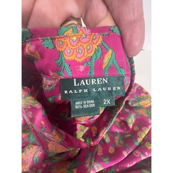 "Lauren Ralph Lauren"Silk Blouse SZ 2X Paisleigh Whimsical Fairy Quiet Luxury - Picture 9 of 11
